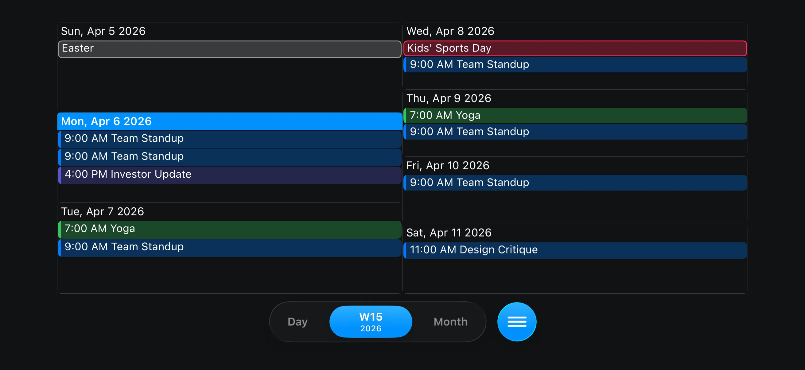 Landscape week view — Paper Calendar