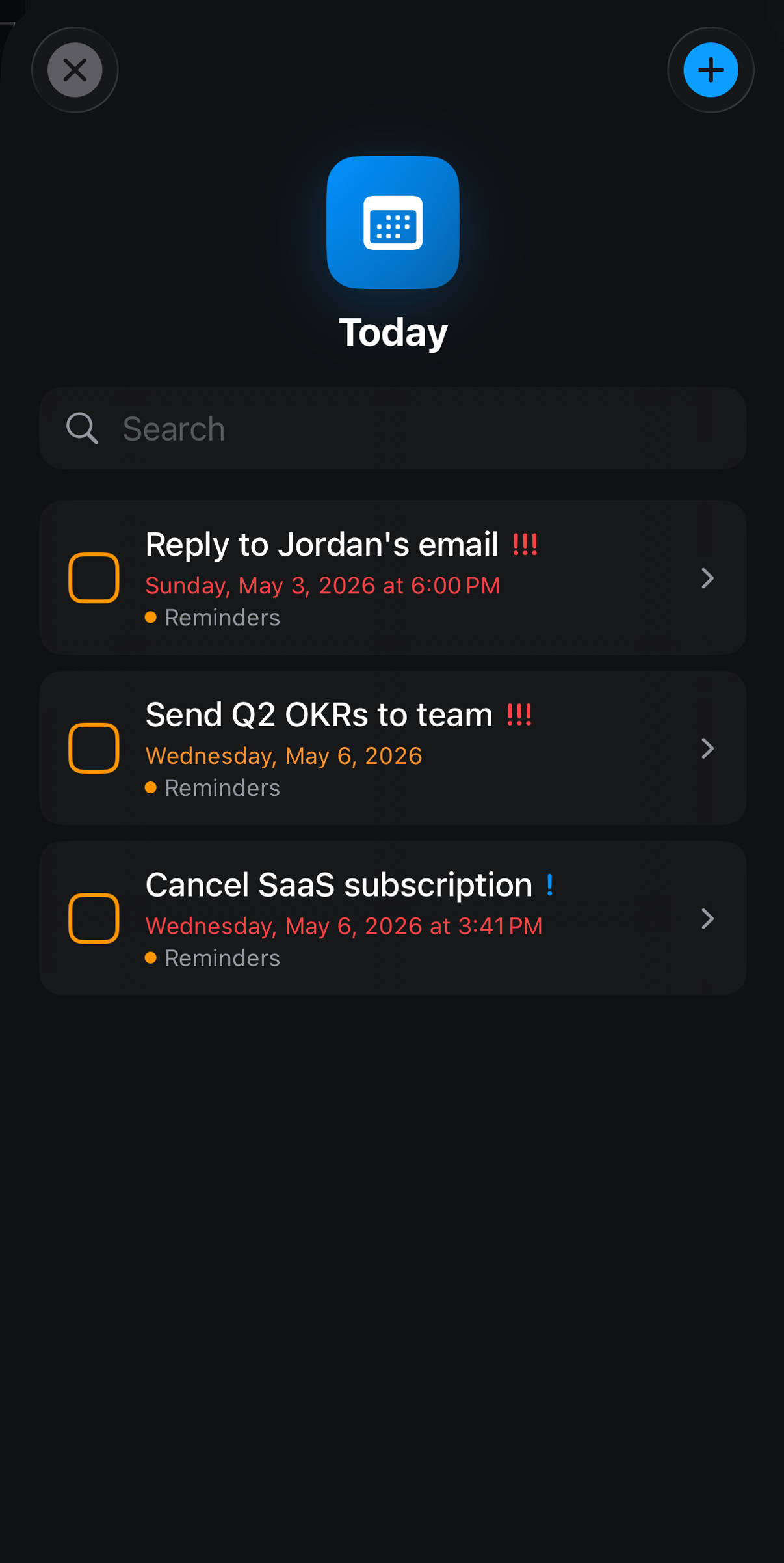 Calendarize Planner — Today