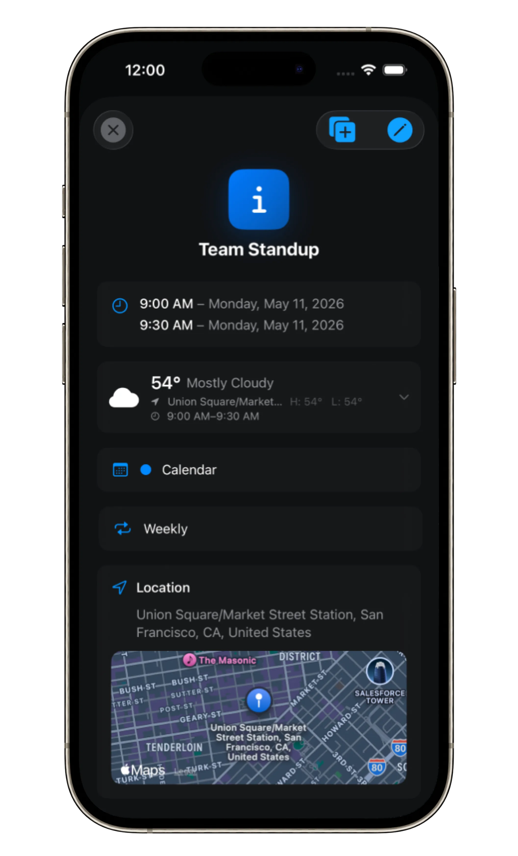 Calendarize event details on iPhone